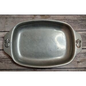 Vtg CARSON PEWTER Serving Dish Platter Tray Handles 11.5" x 7" A13